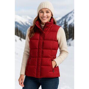 Eddie Bauer Women’s EB700 Red Goose Down Puffer Vest 700 Fill Sz MED